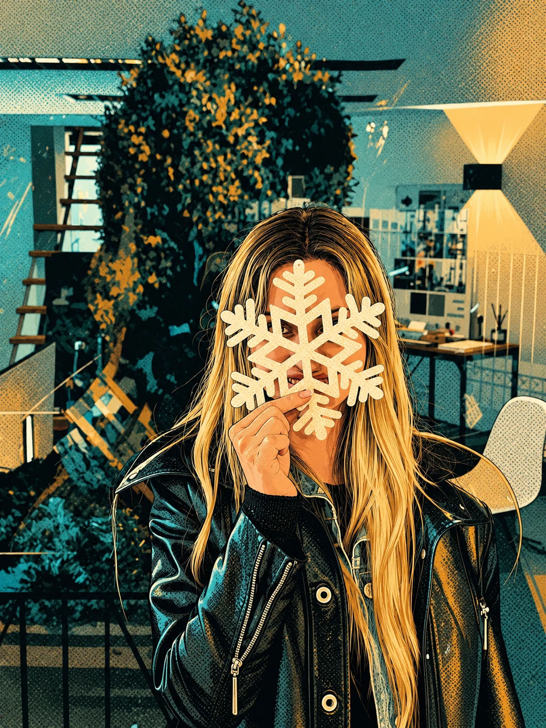 Χριστουγεννιάτικη στιγμή της ομάδας — pop art